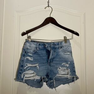 American Eagle Outfitters Blue Distressed Jean Shorts